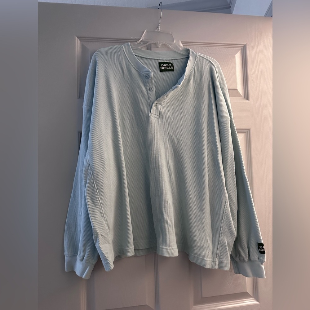 Daily Drills Sky Blue Long Sleeve Henley